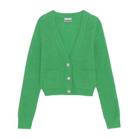 Ganni, Knit Cardigan Groen, Dames, Maat:S