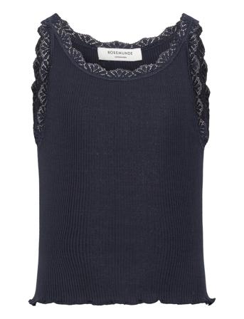 Silk Top W/ Lace T-shirts Sleeveless Marineblå Rosemunde Kids*Betinget Tilbud