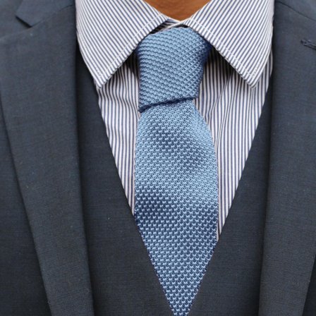 Pastel Blue Knitted Tie for Men - Solid color neckties