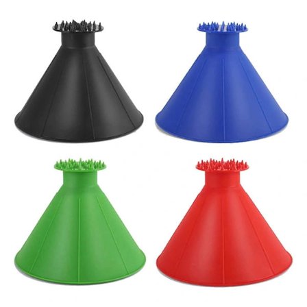 Isskraber Magic Isskrabere til Bil Forrude Vinduesvisker Is Kegle Påfyldning Tragt Sneskovl Børste Rund Skraber Fjernelse (4 stk)