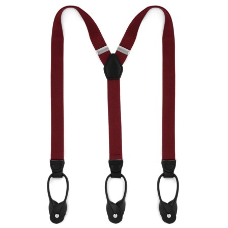 Wąskie burgundowe szelki na guziki dla mężczyzn - Szelki na guziki