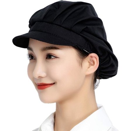 4 stk. kokkehuer - køkkenbageri madlavningshårnet fødevareservice kasketter til voksne, sort