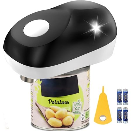 Elektrisk burköppnare med en knapptryckning, handsfree, med slät och säker kant, flasköppnare lämplig för kockar, hemmafruar och äldre