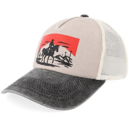 Slacker Supply - Beige trucker Keps - Classic Cowboy Stone/Black Pigment Washed Low Profile Trucker @ Hatstore