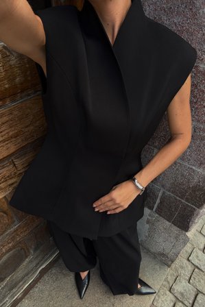 NA-KD Débardeur ajusté sculpté - Blazer sans manches - Noir - EU 32