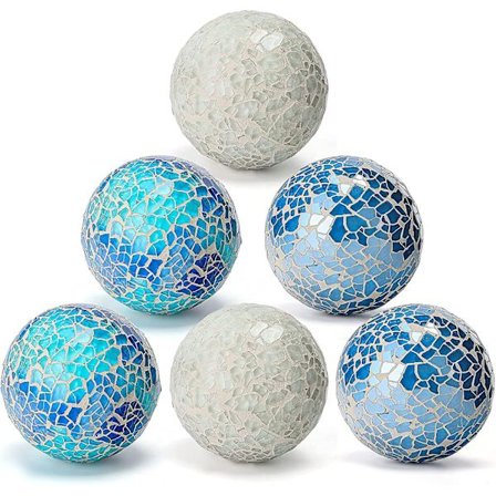 Dekorativ bolluppsättning, 6 st 2,4 tum mosaikglaskulor mittpunktskulor glaskulor