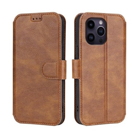 BOOM iPhone 14 Pro Lompakkokotelo Calfskin - Ruskea