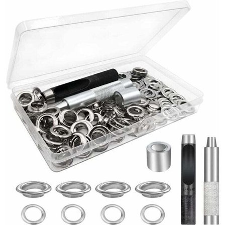 SHINING HOUSE Verktøymuttersett, 100 stk. maljer, presenningsmaljer, sølvfarget lerretspresenning reparasjonssett teltmaljer 12 mm (innvendig diameter