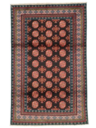 Handgeknüpft Afghan Fine Colorful 115X182 Wollteppich Schwarz/Dunkelrot Klein