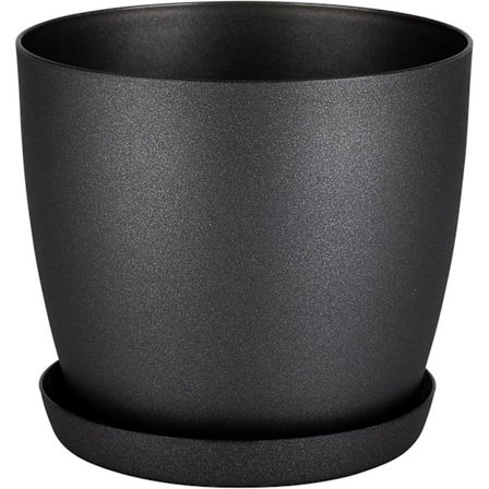 Hvide Haveornamenter Hvide Potter med Underkop - Udendørs Blomsterpotter med Mat Overflade og Plantebakke - Potter med Underkop Sort 20cm*17.5cm*14cm