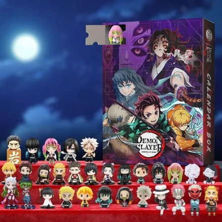 Auledio Demon Slayer Adventskalender 2025 24 dager 2D Akryl Anime Juledekorasjon Gavesett
