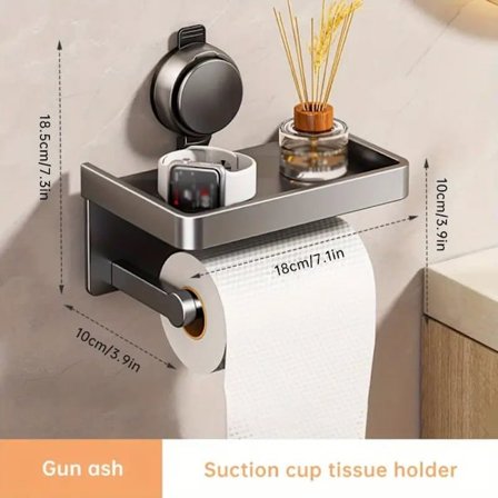 Väggmonterad Toalettpappershållare - Borrfri & Självhäftande, Lätt att Montera - Perfekt för Badrum & Hemmet_OF