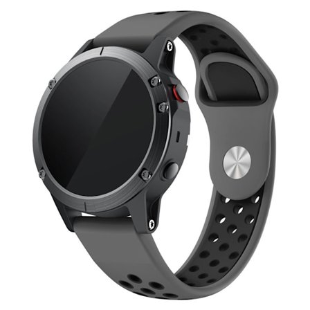22mm Garmin Forerunner 935 / Quatix 5 / Fenix 5 / Fenix 5 Plus / Approach S60 dubbelfärgat klockarmband i silikon - Grå / Svart Hål