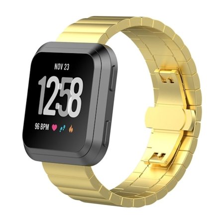 Fitbit Versa urlänk rostfri stål material träningsklocka - Guld