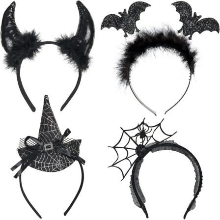 Witches Pannebånd Kostymesett: Edderkoppnett og flaggermushårbånd