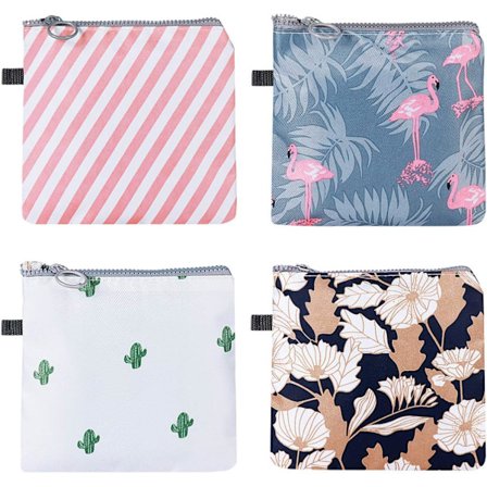 Sanitetsbind Taske - Makeup Taske - Rejsetaske - Taske - Opbevaringstaske - Æske - Tampon - Ble - Ble Taske - 4 Stykker Menstruationstasker - Klip