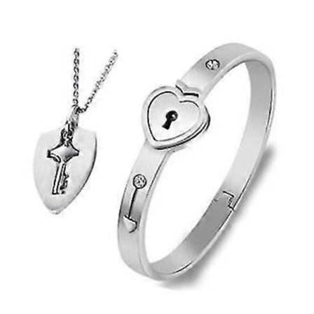 Kärlekshjärta Lås Armband Och Nyckel Halsband Set För Par Smycken, Jubileumspresent Du Håller Nyckeln Till Mitt Hjärta