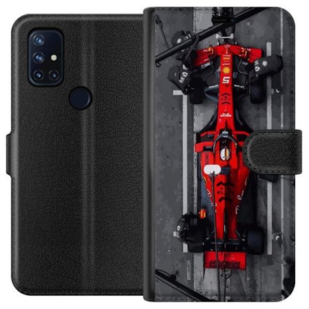 OnePlus Nord N10 5G Tegnebogsetui F1-bil fra oven rød F1-racer i pitstop-illustration perfekt til motorsport race og fartfyldte motiver