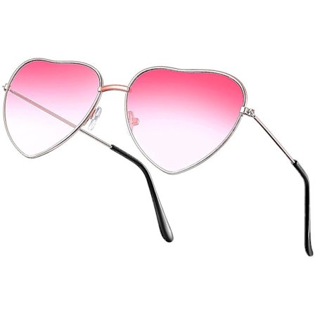 Hjerte Solbriller 70'er Solbriller Tynd Metalramme Hippie Solbriller Til Hippie Kostume Tilbehør, Rosaguldramme