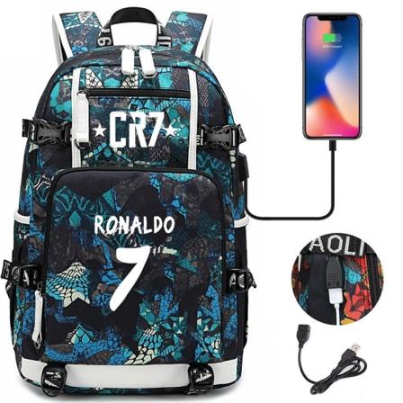 Football Star CR7 USB-opladningsrygsæk Skoletaske Travel Notebook Laptoptasker til børn-studerende - Perfet style 10
