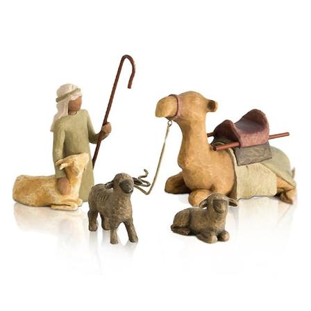 4 stk Hyrde- og stalddyr Krydsbrødssæt Figurer Harpiks Skulptur Boligdekoration til at leve R