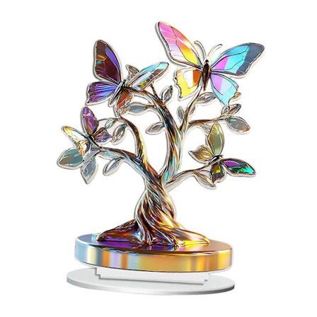 Akryl Fjäril Träd Dekor Attraktiv Heminredning för Hörn Öppen Spis Hem[D]