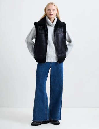 French Connection Camry Faux Suede S/Less Gilet - Black - S