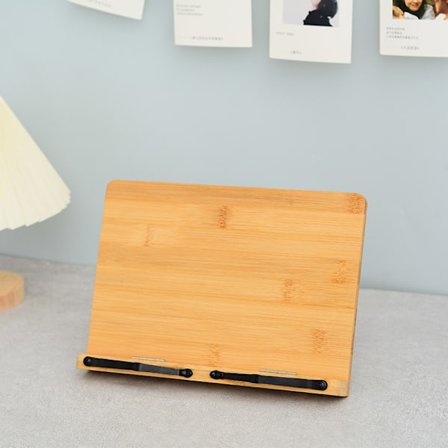 Bambus Bogstativ, Stor Bogstøtte med 6 Justerbar Højde, F