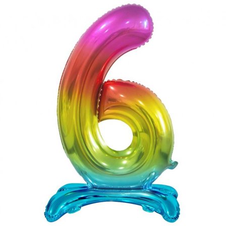 Pysyvä numero ilmapallo sateenkaaren väri 74cm "0-9" Numero 6