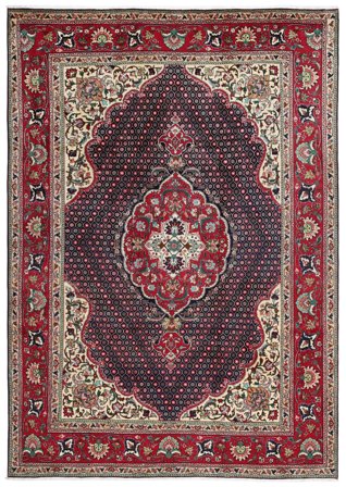 Täbriz Teppich Handgeknüpft 247X348 Dunkelrot/Schwarz Persien