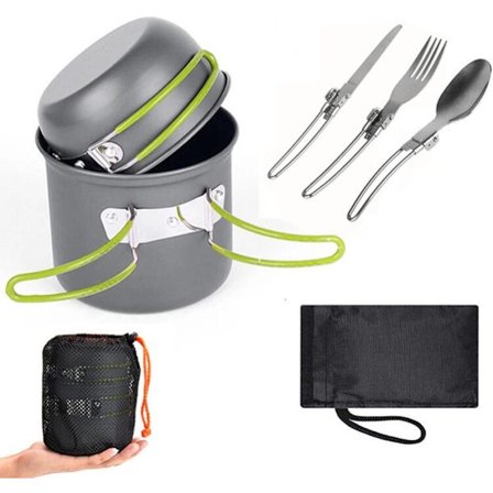 Et sett med kjøkkenutstyr for camping, 5 utendørs camping kjøkkenutstyr