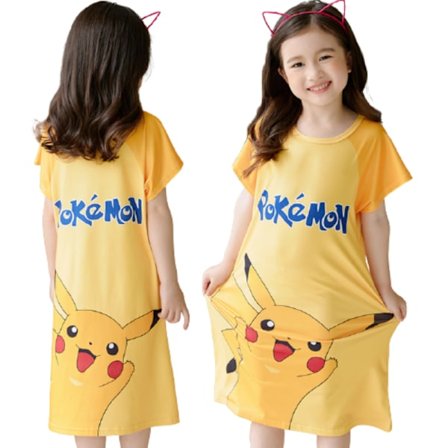 2024 Nya barn flickor tecknad nattlinne kortärmad nattkläder pyjamas PJs nattlinne nattklänning ålder 3-10 år #4