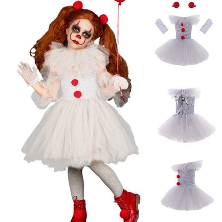 Pige Klovn Ballet Tutu Kostume Halloween Cosplay Kostume Børn-Perfekt 140cm