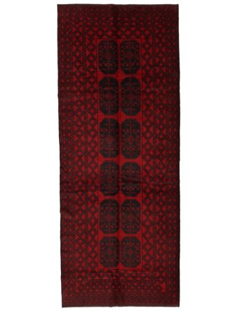 Beluch Matta Handknuten 160X410 Hallmatta Svart/Mörkröd Afghanistan