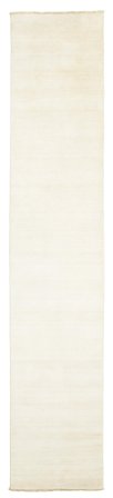 Jednobarwny Mały Handloom Fringes Dywan - Biel Kości Słoniowej 80X400 Wełna, W Nowoczesnym Stylu
