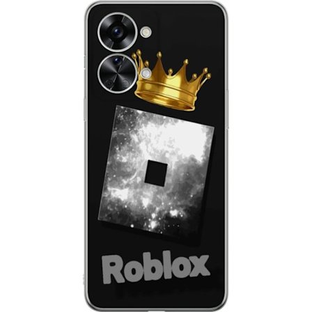 Kompatibelt Mobildeksel til OnePlus OnePlus Nord 2T Minimalistisk svart og sølvfarget Roblox-symbol med gylden krone og luksuriøs gamer-estetikk på