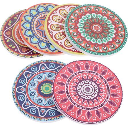 6 kpl Keraamisia Korkkialustoja Mandala Korkkialustat Mid Century Modern Sisustus