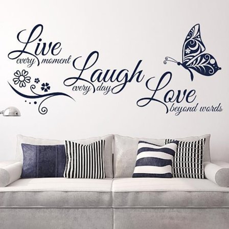 Live Laugh Love Wall Decal Art, Love In Word Wall Decoration Stickers Bedroom Inspirational Quotes, Removable Wall Sign Mural DIY Home Decor (58*27c