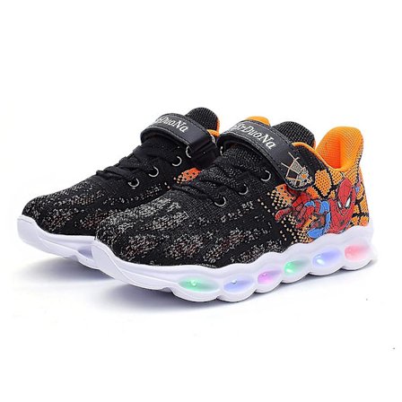 barnsneakers spiderman självlysande löparskor sneakers black and orange 26