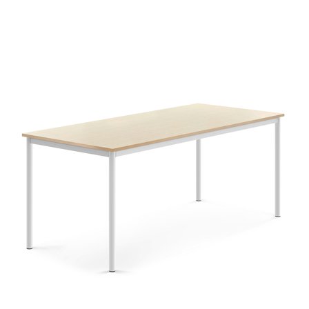 Tisch SONITUS, 1800x800x720 mm, Hochdrucklaminat Birke, weiß