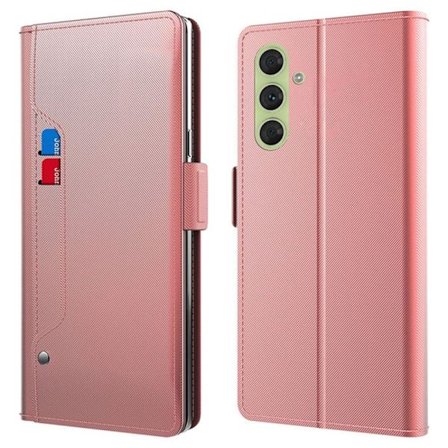 SKALO Samsung S24 Kortholder Mirror Flip Cover - Rosa guld
