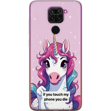 Kompatibelt Mobildeksel til Xiaomi Redmi Note 9 Fargerik enhjørning med regnbue manke og frekt budskap