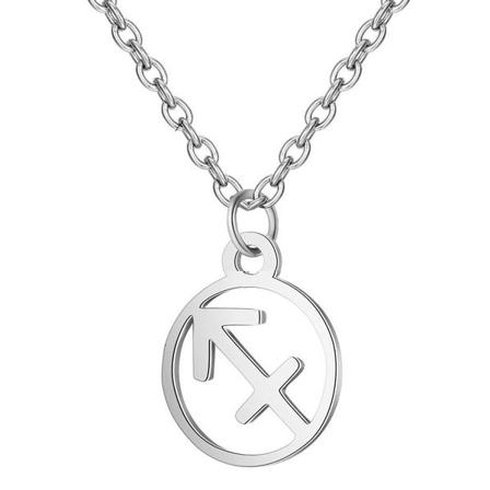 Halsband Stjärntecken SKYTTEN Zodiak Sagittarius Rostfritt Stål Silver