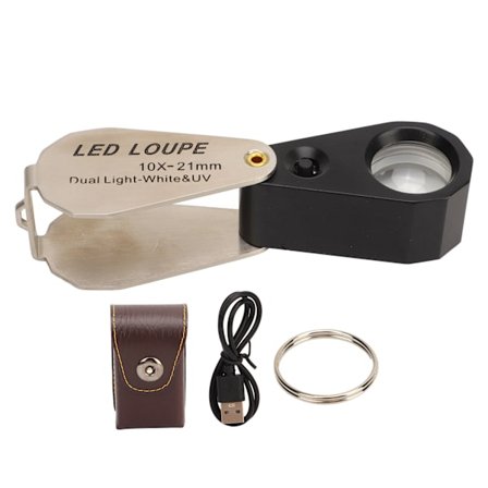 10x Juveler Loupe Professionel Lomme Forstørrelsesglas med LED Lys til Smykker Planter Mønter Ure