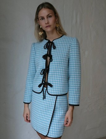 Helmstedt Ella Mini Skirt - Bouclé - Blue - M