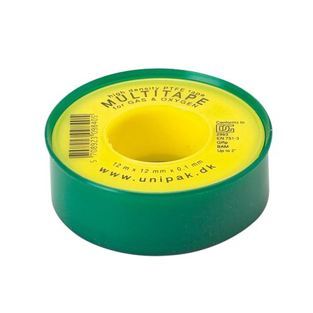 Unipak Multitape Gängtätningstejp 12 mm x 12 m, Maskintillbehör & förbrukning