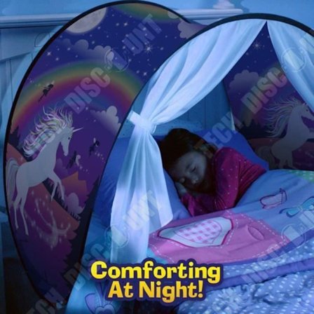 Sängtält - TD - Lekhus - Polyester - Lila - Med LED-ljus