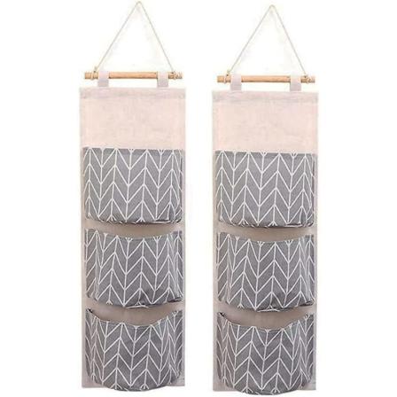 Väggdörrsgarderob Hängande förvaringsväska Canvastyg 3 fickor över dörren Organizer , 2 pack