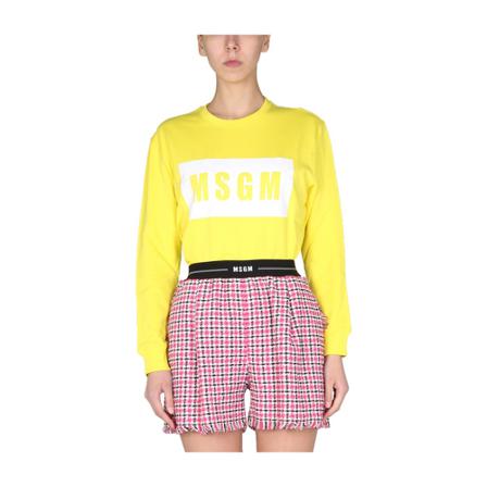 Msgm Logo BOX Sweatshirt Gul, Dame Sweatshirts