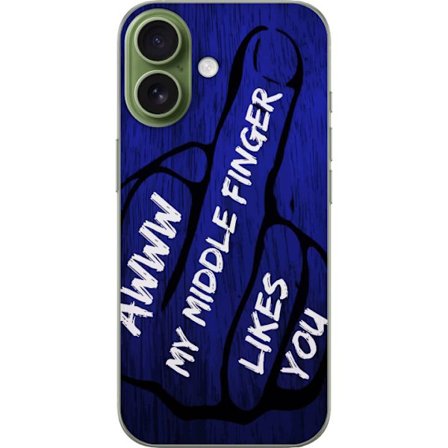 Kompatibelt Mobildeksel til Apple iPhone 17 Mørk typografisk illustrasjon med hjerteform og budskap om vennskap mot dyp blå tretekstur